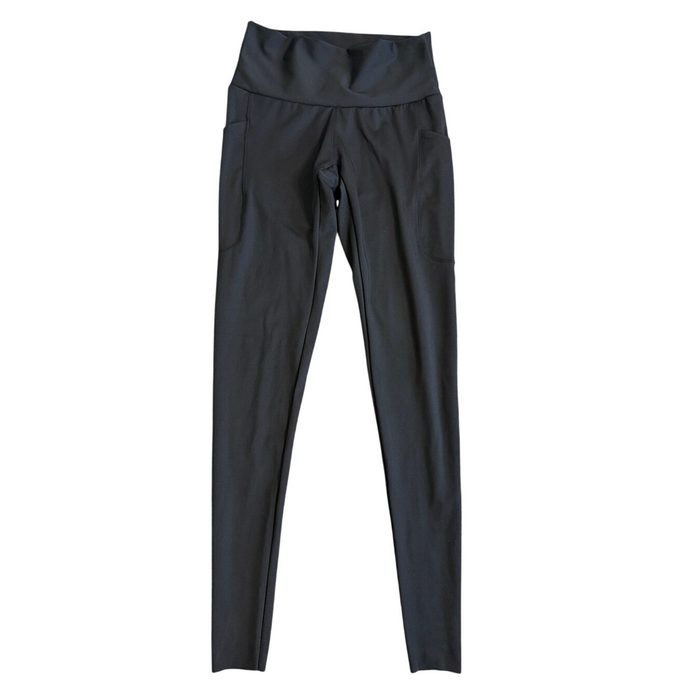 Waterlust Black High Rise Pocket Leggings Raw Hem Recycled Activewear Medium